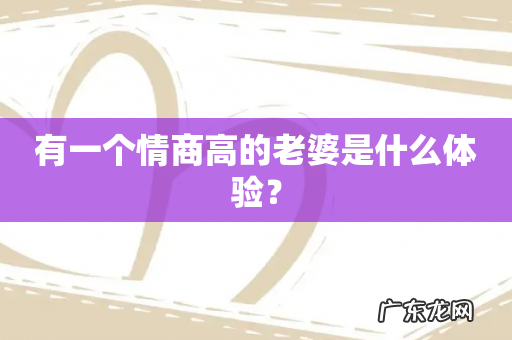 有一个情商高的老婆是什么体验?