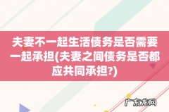 夫妻之间债务是否都应共同承担? 夫妻不一起生活债务是否需要一起承担