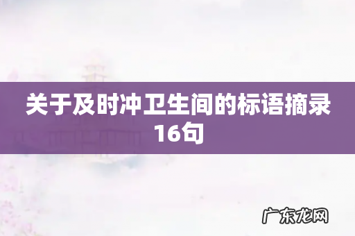 关于及时冲卫生间的标语摘录16句