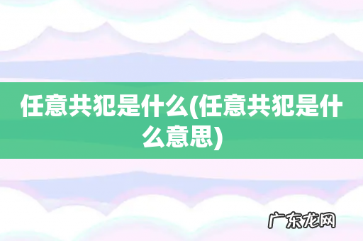 任意共犯是什么意思 任意共犯是什么