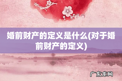 对于婚前财产的定义 婚前财产的定义是什么