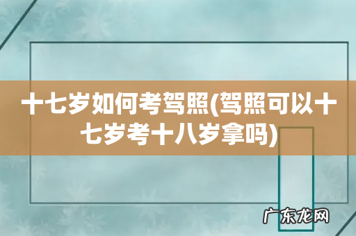 驾照可以十七岁考十八岁拿吗 十七岁如何考驾照