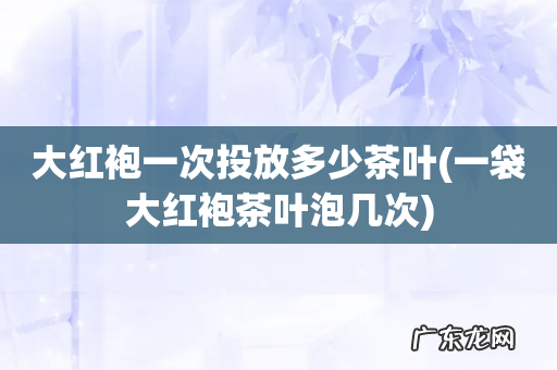 一袋大红袍茶叶泡几次 大红袍一次投放多少茶叶