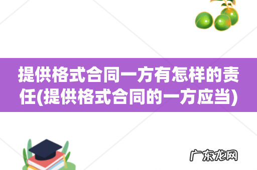 提供格式合同的一方应当 提供格式合同一方有怎样的责任