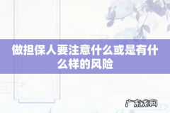 做担保人要注意什么或是有什么样的风险
