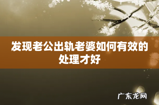 发现老公出轨老婆如何有效的处理才好