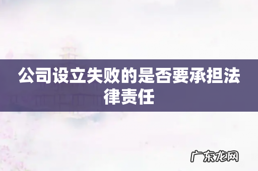 公司设立失败的是否要承担法律责任