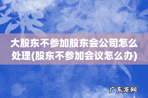 股东不参加会议怎么办 大股东不参加股东会公司怎么处理