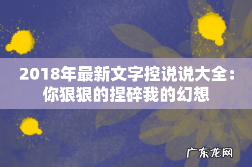2018年最新文字控说说大全：你狠狠的捏碎我的幻想