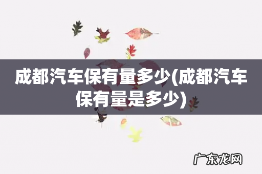 成都汽车保有量是多少 成都汽车保有量多少