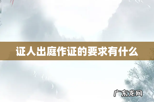 证人出庭作证的要求有什么