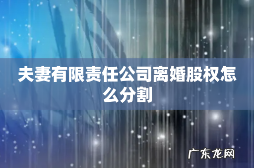 夫妻有限责任公司离婚股权怎么分割