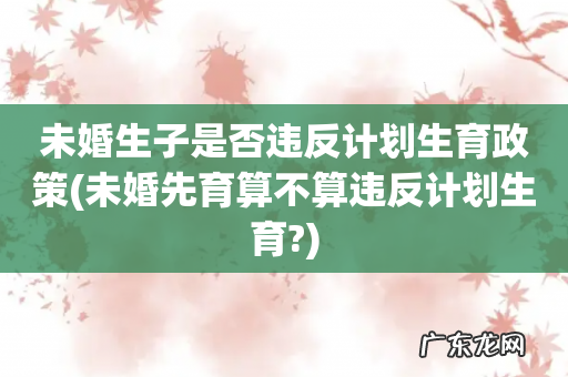 未婚先育算不算违反计划生育? 未婚生子是否违反计划生育政策