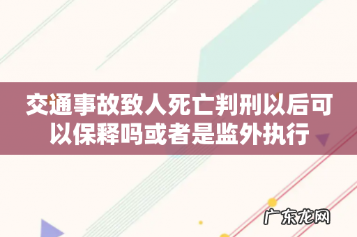 交通事故致人死亡判刑以后可以保释吗或者是监外执行
