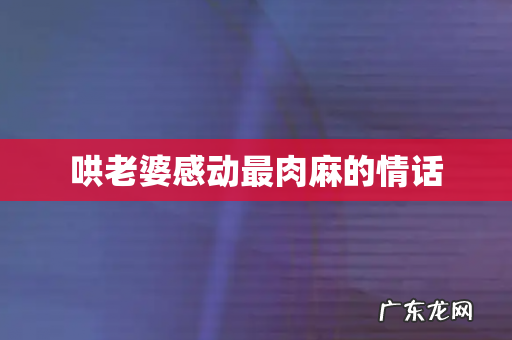 哄老婆感动最肉麻的情话