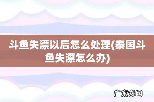 泰国斗鱼失漂怎么办 斗鱼失漂以后怎么处理
