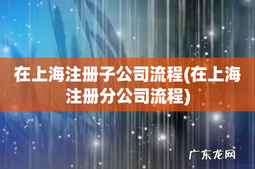 在上海注册分公司流程 在上海注册子公司流程