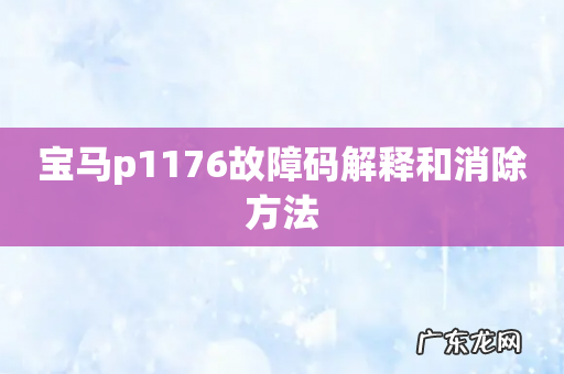 宝马p1176故障码解释和消除方法