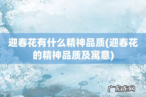 迎春花的精神品质及寓意 迎春花有什么精神品质