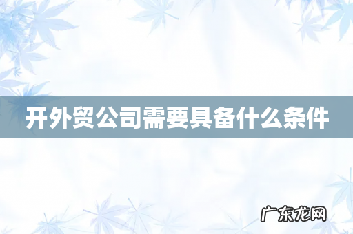 开外贸公司需要具备什么条件