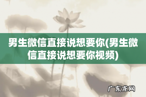 男生微信直接说想要你视频 男生微信直接说想要你