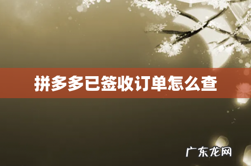 拼多多已签收订单怎么查