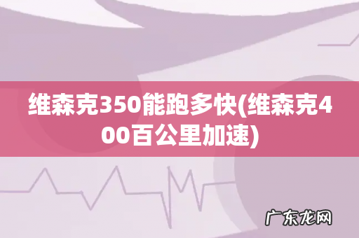 维森克400百公里加速 维森克350能跑多快