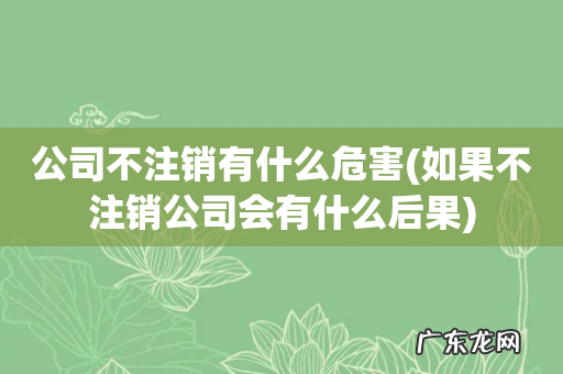 如果不注销公司会有什么后果 公司不注销有什么危害