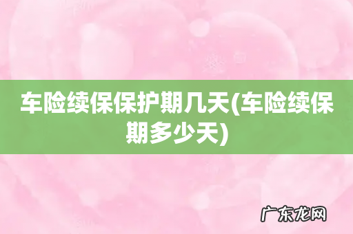 车险续保期多少天 车险续保保护期几天