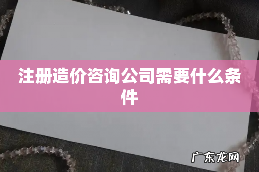 注册造价咨询公司需要什么条件