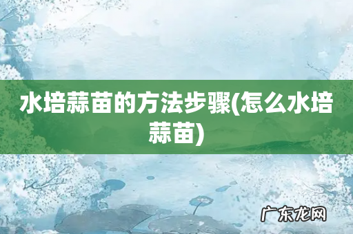 怎么水培蒜苗 水培蒜苗的方法步骤