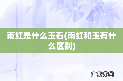 南红和玉有什么区别 南红是什么玉石