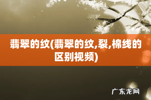 翡翠的纹,裂,棉线的区别视频 翡翠的纹