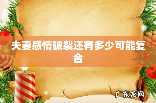 夫妻感情破裂还有多少可能复合