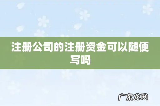 注册公司的注册资金可以随便写吗