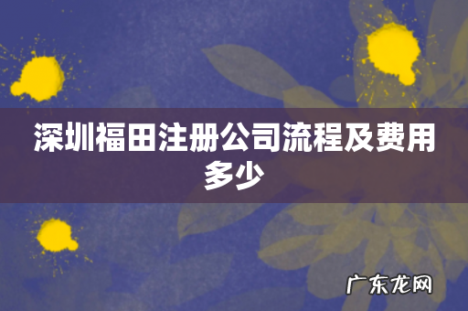 深圳福田注册公司流程及费用多少
