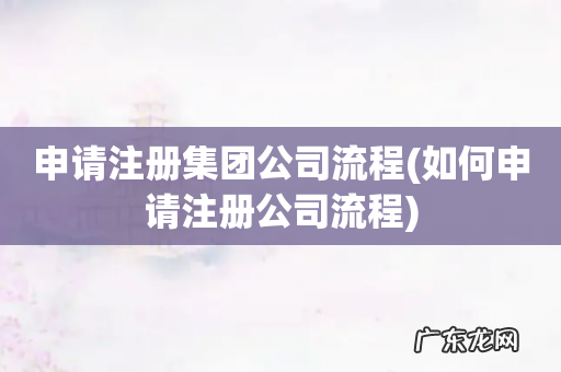 如何申请注册公司流程 申请注册集团公司流程