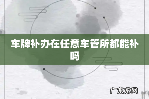 车牌补办在任意车管所都能补吗