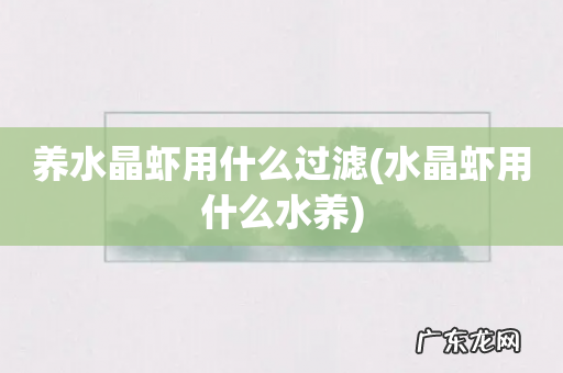 水晶虾用什么水养 养水晶虾用什么过滤