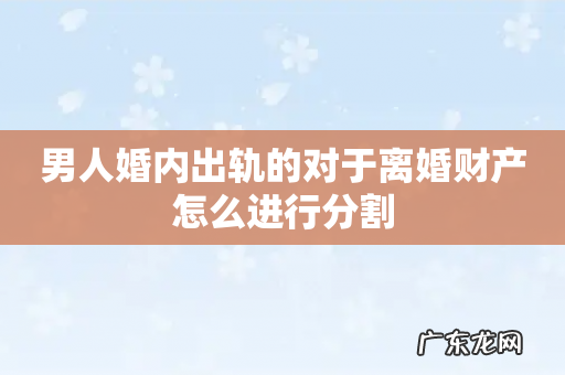 男人婚内出轨的对于离婚财产怎么进行分割