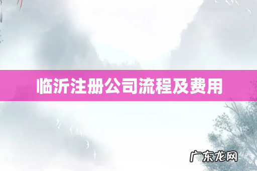 临沂注册公司流程及费用