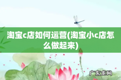 淘宝小c店怎么做起来 淘宝c店如何运营