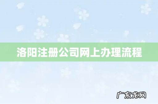 洛阳注册公司网上办理流程