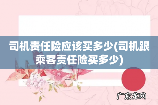 司机跟乘客责任险买多少 司机责任险应该买多少