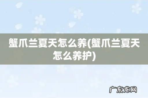 蟹爪兰夏天怎么养护 蟹爪兰夏天怎么养