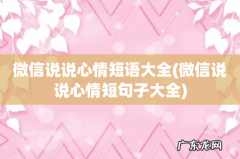 微信说说心情短句子大全 微信说说心情短语大全