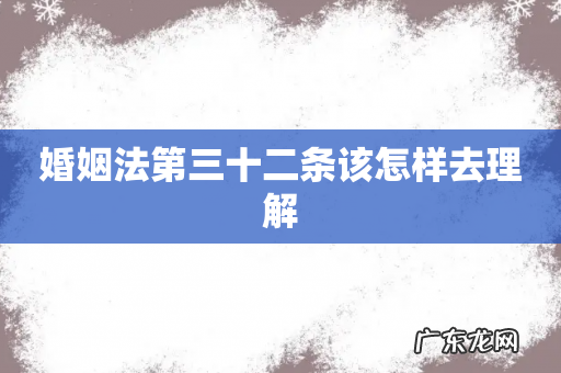 婚姻法第三十二条该怎样去理解