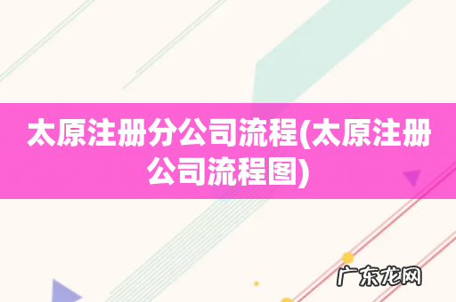 太原注册公司流程图 太原注册分公司流程