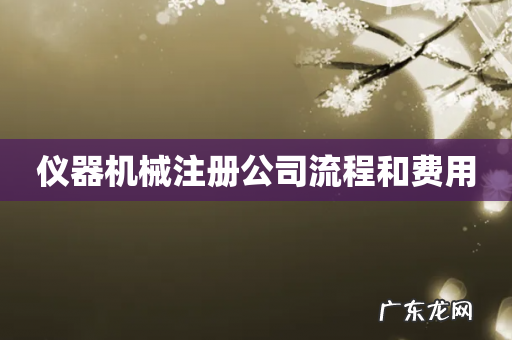 仪器机械注册公司流程和费用