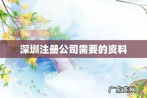 深圳注册公司需要的资料